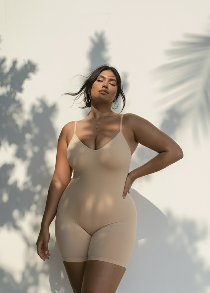 Sculpting bodysuit with shorts - Nude